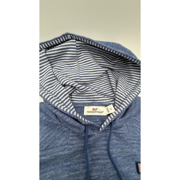 Vineyard Vines Womens Blue Slub Knit Striped Lined Pullover Hoodie Size Small - Picture 5 of 11